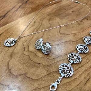 Elena Brennen Flower Pendent Bracelet Earring Set